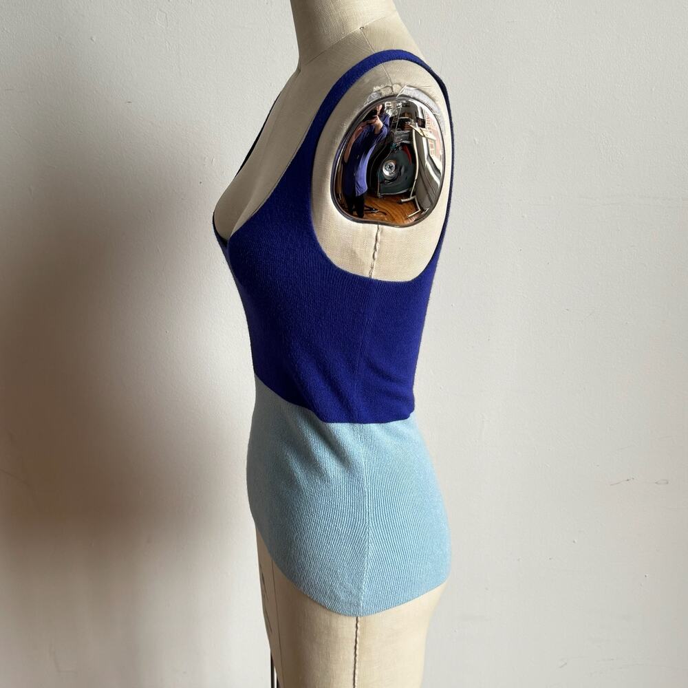 CATHERINE Knit Blue Color Block Tank Top - Picture 5 of 6